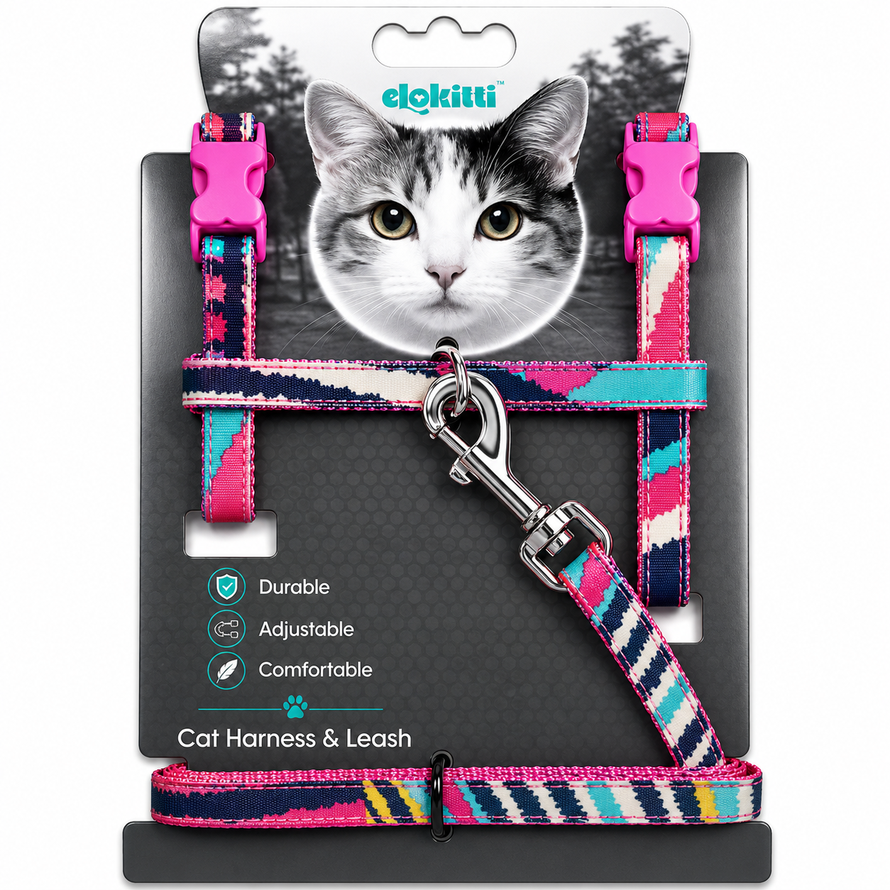 COLOR POP CAT LEASH & HARNESS SET