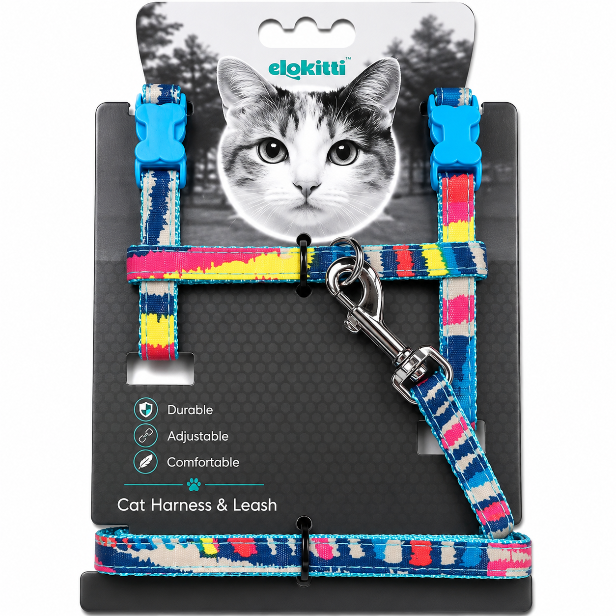 COLOR POP CAT LEASH & HARNESS SET