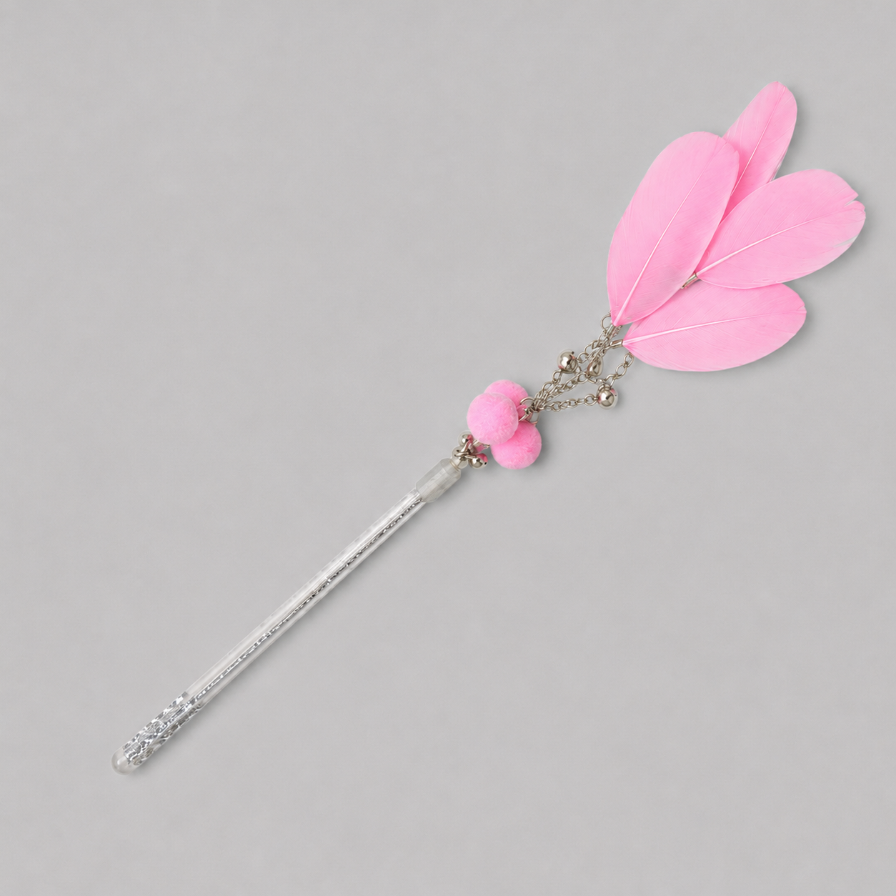 CAT TEASING STICK - FEATHERED PINK