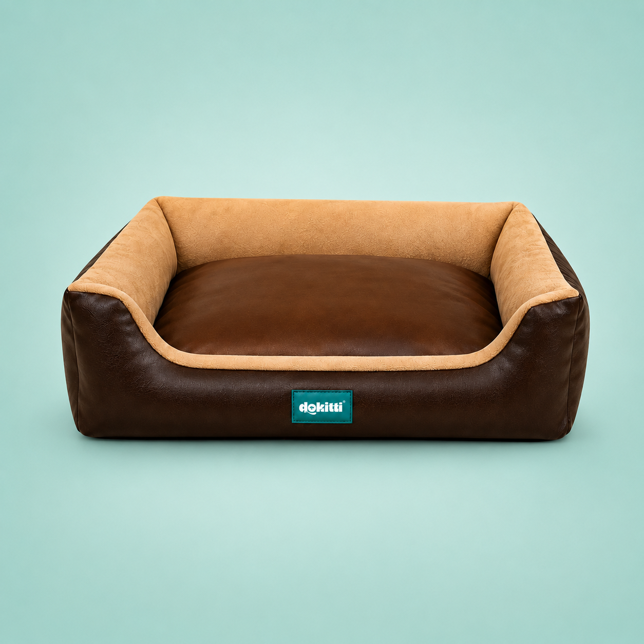 Dokitti Brown Luxe Leather Lounger Dog Bed