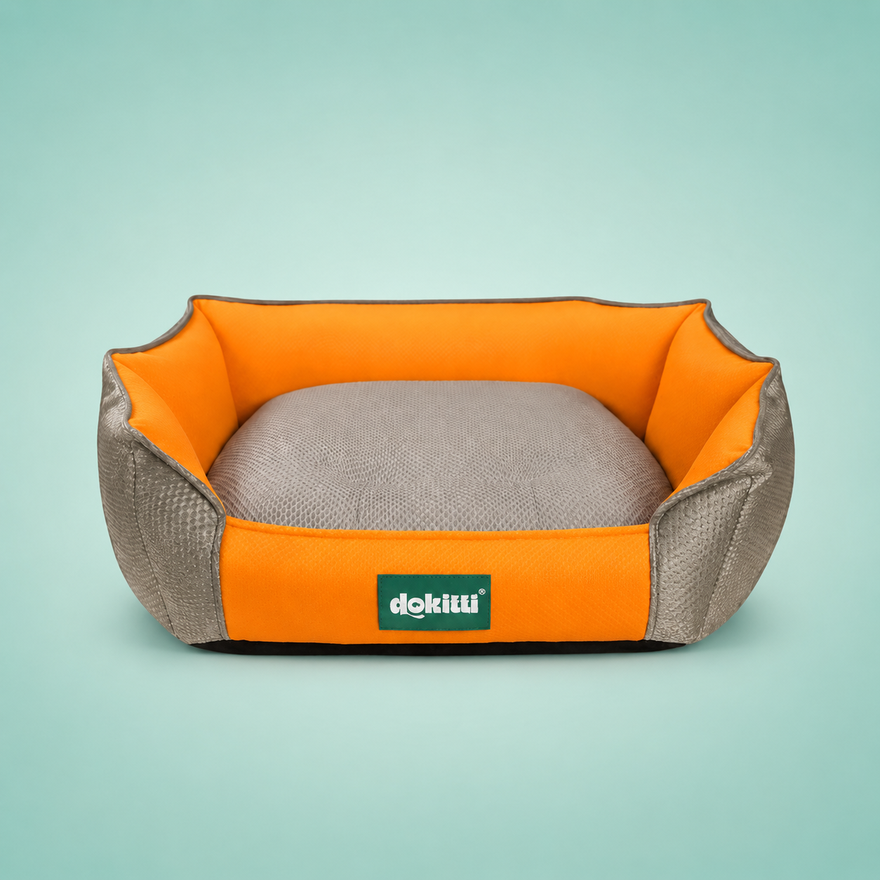 Dokitti Orange & Grey Woven Basket Pet Bed