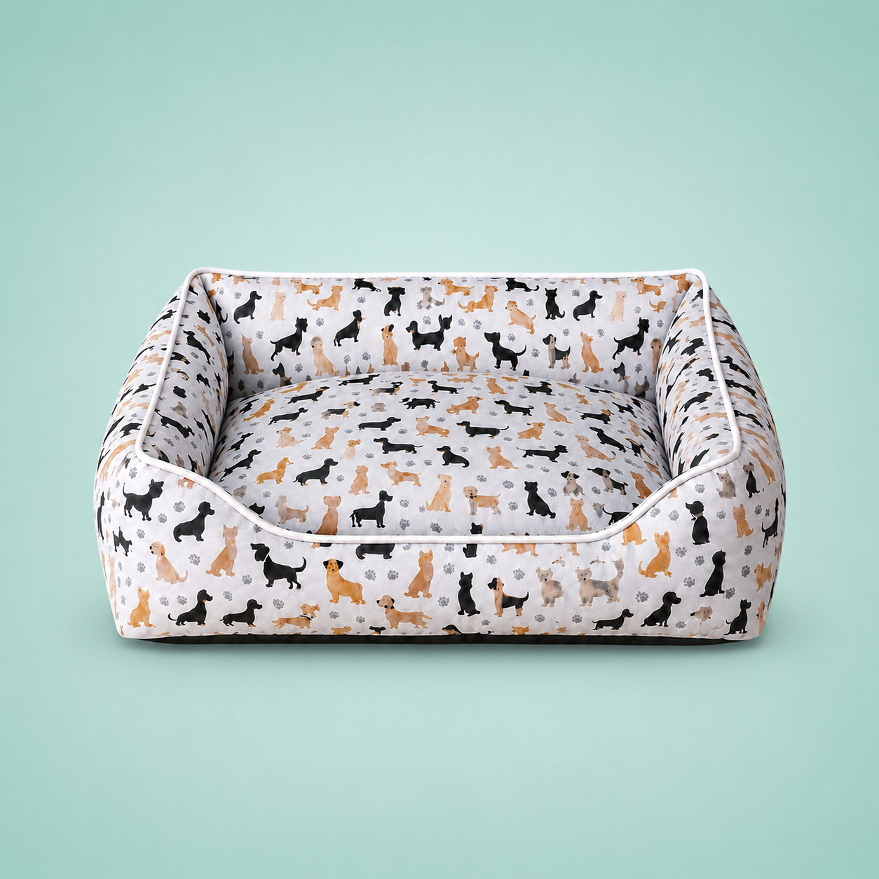 Dokitti Dog Print Bolster Lounger Pet Bed