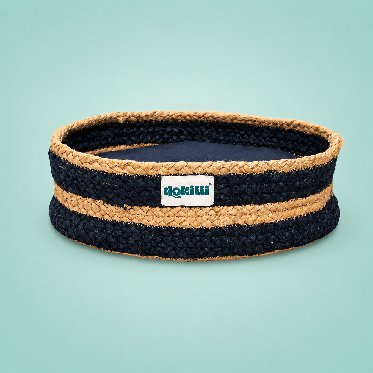 Dokitti Blue Rope Woven Basket Pet Bed