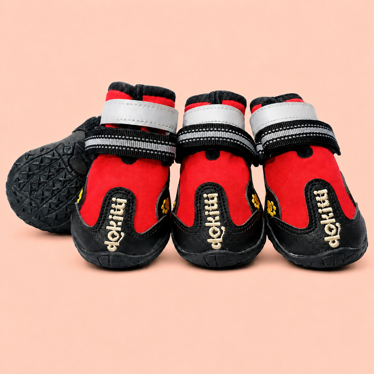 Anti-Slip Dog Shoes – Waterproof Paw Protector Boots, Red (Set of 4)
