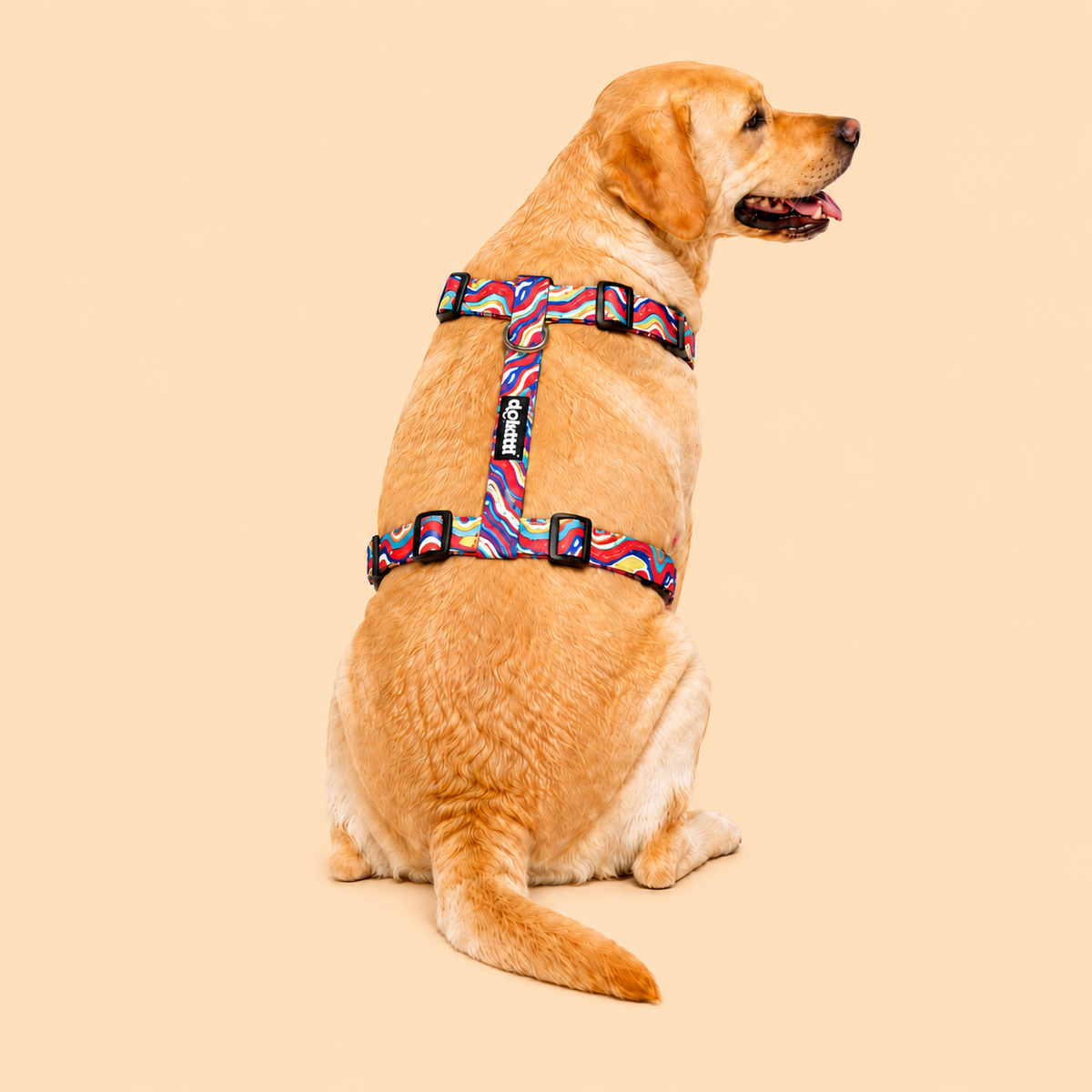 Dokitti Adjustable H-Harness for Dogs — Wave Print