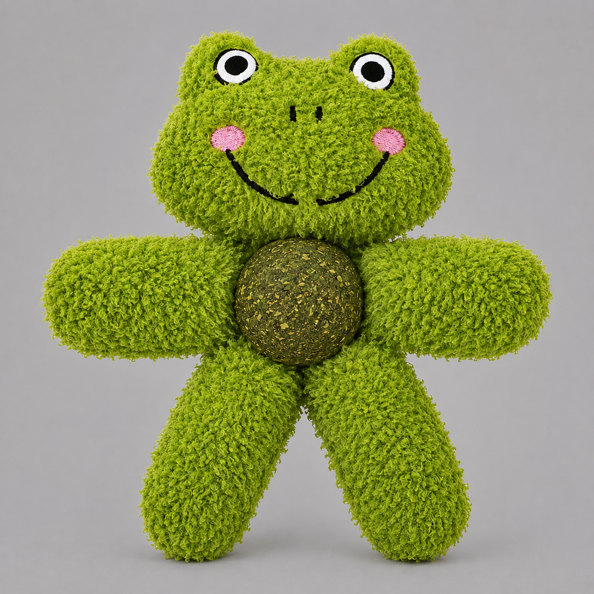 Dokitti Frog Plush Dog Toy with Natural Catnip Ball