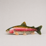 Model of a rainbow trout on a light gray background