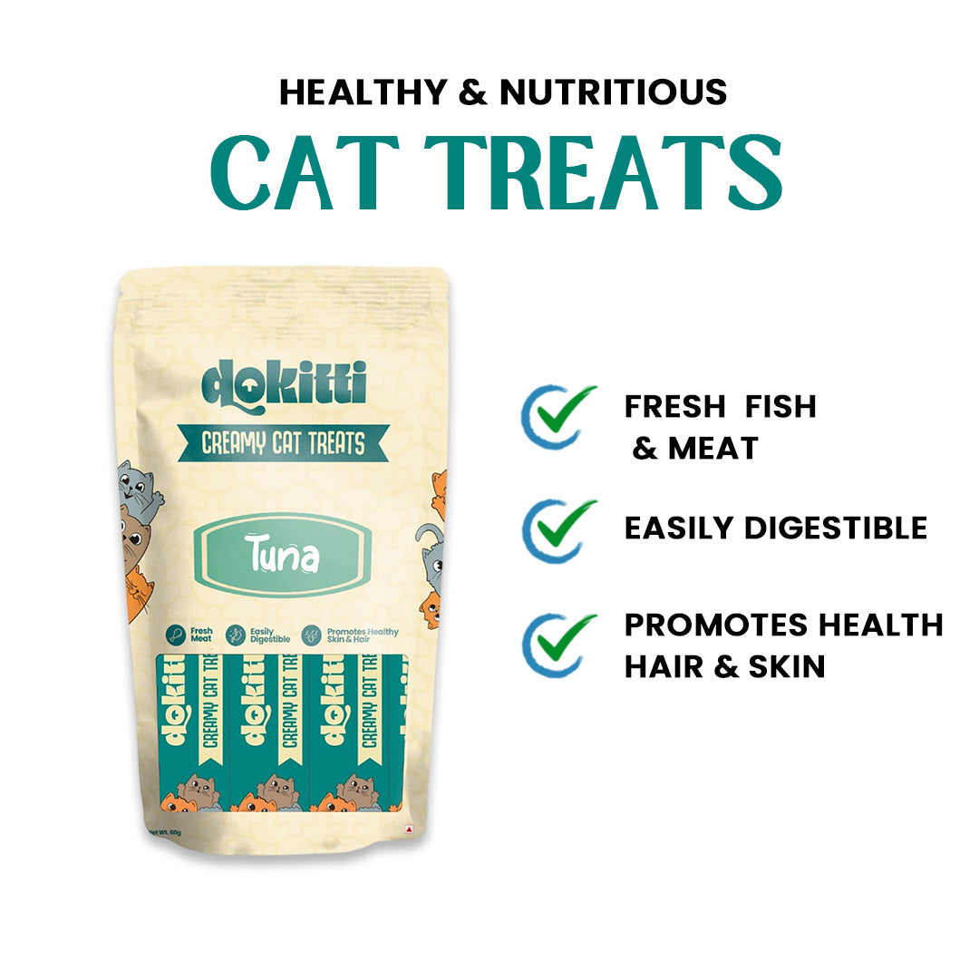 Dokitti Creamy Cat Treats with Real Tuna– Lickable Puree 60g