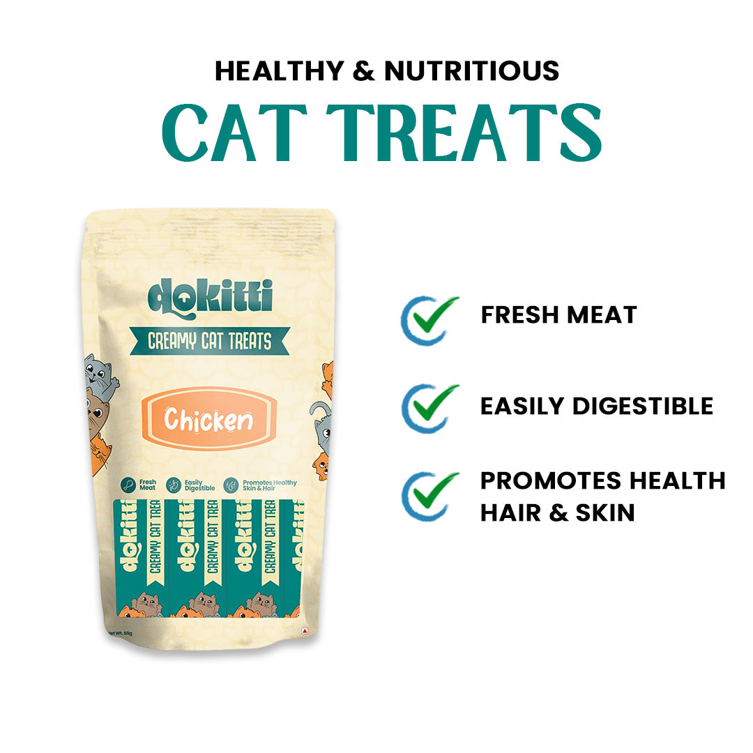 Dokitti Creamy Cat Treats with Real Chicken – Lickable Puree 60g