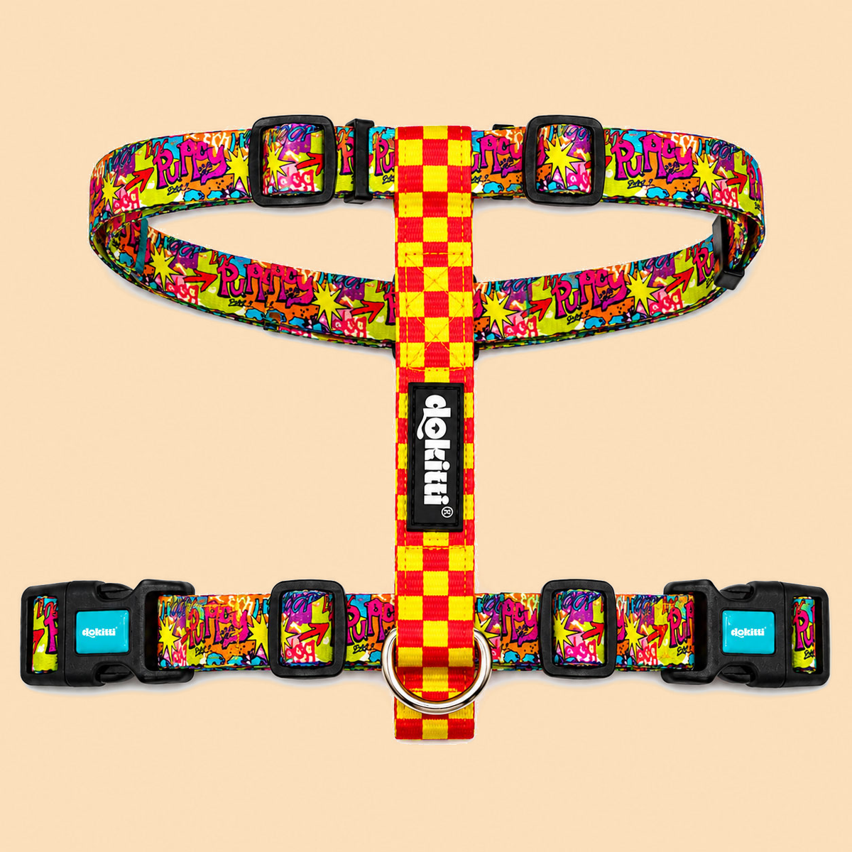 Dokitti Adjustable H-Harness for Dogs — Comic Pop Print