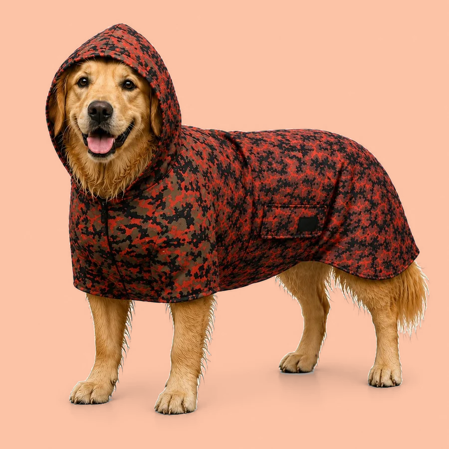 Dokitti Trailcamo Hooded Dog Raincoat, Waterproof Coat,