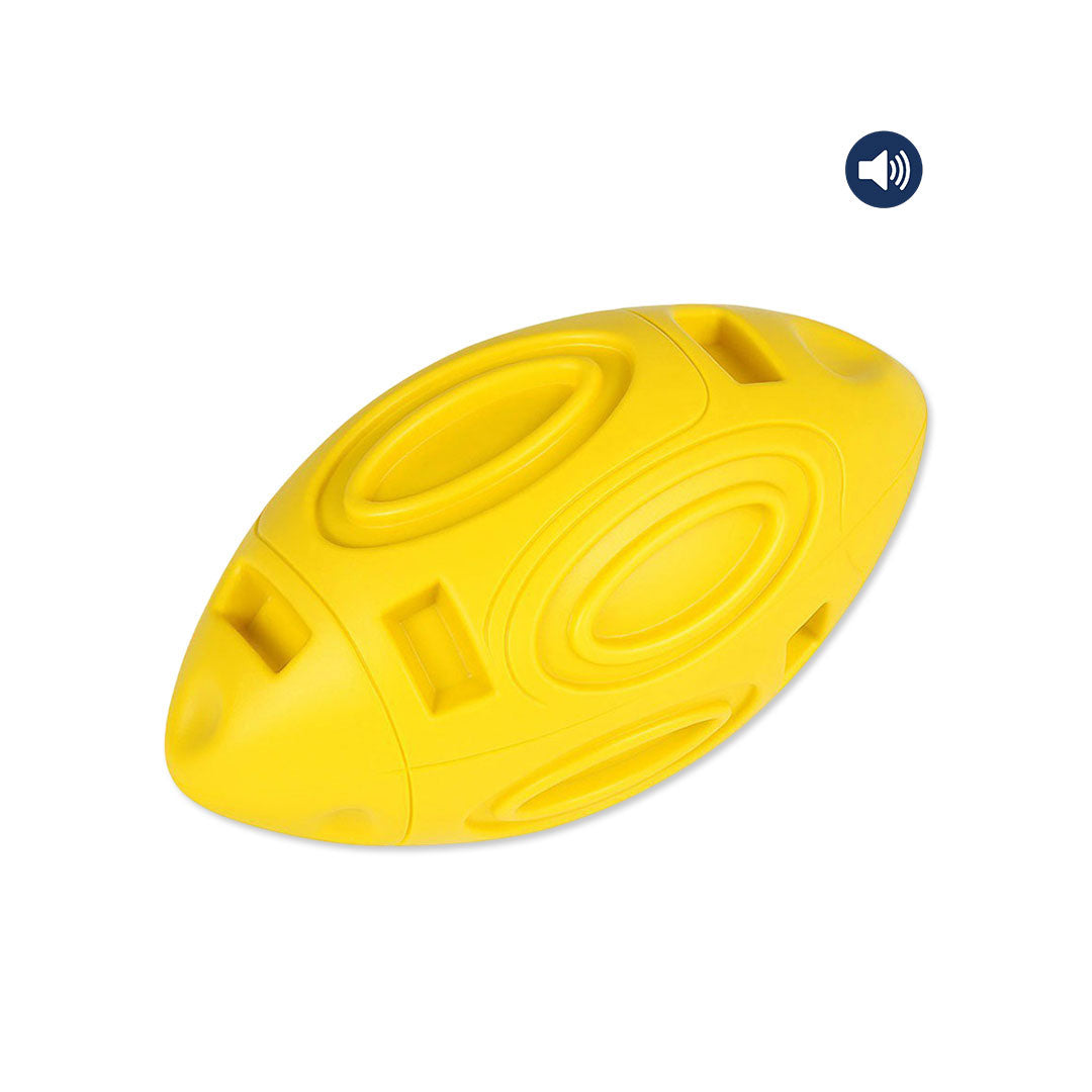 Dokitti Rugby Ball Rubber Dog Toy with Squeaker