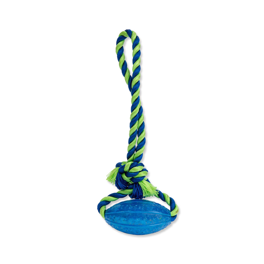 Dokitti Dental Rugby Ball with Rope – Blue
